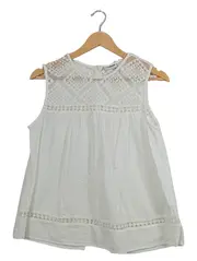 Vorschaubild 1 von Bluse Damen Weiß Gr. 36 S Boho Spitze Baumwolle Sommer