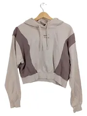 Vorschaubild 1 von Air Damen Kapuzenpullover Cropped Hoodie Beige Gr. S Sportlich