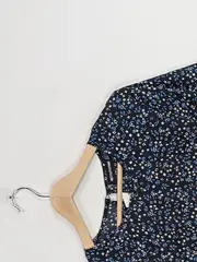 Vorschaubild 2 von Sommerkleid Blumenmuster Blau Gr. 40 Rüschen Damen
