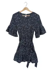 Vorschaubild 1 von Sommerkleid Blumenmuster Blau Gr. 40 Rüschen Damen