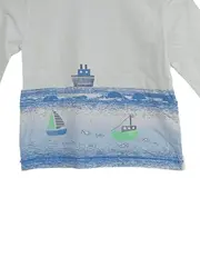 Vorschaubild 4 von Kinder Langarmshirt Gr. 80 Weiß Maritim mit Booten Baumwolle