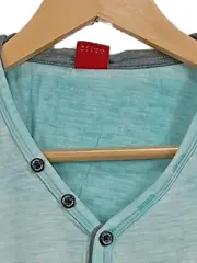 Vorschaubild 3 von Herren T-Shirt Gr. 38/M Türkis Henley Knopfleiste Casual