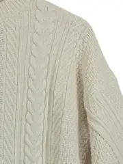 Vorschaubild 3 von Damen Pullover Zopfmuster Strickpullover Gr. 36/S Beige Creme