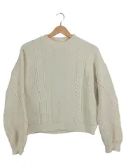 Vorschaubild 1 von Damen Pullover Zopfmuster Strickpullover Gr. 36/S Beige Creme