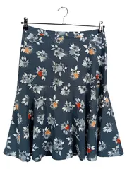 Vorschaubild 1 von TAIFUN Damen A-Linienrock Blumenmuster Petrol Gr. 38 Viskose Midi