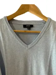 Vorschaubild 3 von Herren Pullover V-Ausschnitt Meliert Blau Gr. L Baumwolle