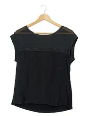 Vorschaubild 1 von Black Label Damen Top Shirt Schwarz Gr. 36 S Spitze Elegant