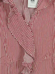 Vorschaubild 2 von Basic Damen Bluse Gr. 40/L Rot Weiß Gestreift Rüschen Langarm