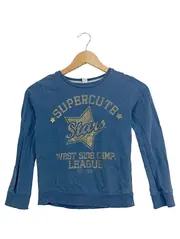 Vorschaubild 1 von Kinder Sweatshirt Langarm Baumwolle Blau Schriftzug Gr. 128