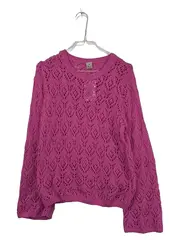 Vorschaubild 1 von Damen Pullover Strickpullover Gr. 38 M Pink Lochmuster Baumwolle Casual