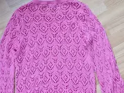 Vorschaubild 3 von Damen Pullover Strickpullover Gr. 38 M Pink Lochmuster Baumwolle Casual