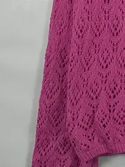 Vorschaubild 2 von Damen Pullover Strickpullover Gr. 38 M Pink Lochmuster Baumwolle Casual