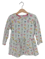 Vorschaubild 1 von Mädchen Sweatkleid Gr. 110 Tiermotive Grau Schleife Baumwolle Freizeit