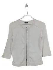 Vorschaubild 1 von Damen Strickjacke Reißverschluss Beige Gr. L 40 Baumwolle