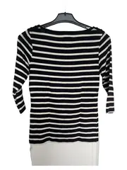 Vorschaubild 2 von Damen Langarmshirt Gestreift Gr. 36;S Schwarz Baumwolle Casual Basic