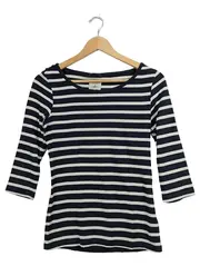 Vorschaubild 1 von Damen Langarmshirt Gestreift Gr. 36;S Schwarz Baumwolle Casual Basic