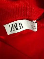 Vorschaubild 4 von Damen Rollkragenpullover Cropped Rot Gr. M Rippstrick Langarm
