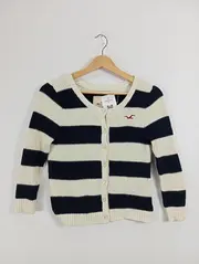 Vorschaubild 5 von Damen Strickjacke Cardigan Gestreift Baumwolle Navy M 38