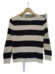 Vorschaubild 4 von Damen Strickjacke Cardigan Gestreift Baumwolle Navy M 38