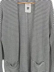 Vorschaubild 2 von Damen Strickjacke Cardigan Gestreift Weiß Baumwolle Gr. M 38