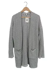 Vorschaubild 1 von Damen Strickjacke Cardigan Gestreift Weiß Baumwolle Gr. M 38