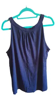Vorschaubild 3 von Damen Top Ärmellos Blau Gr. 44/L Baumwolle Viskose Basic