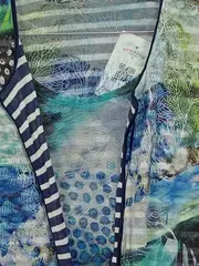 Vorschaubild 5 von Damen Twin Set Gr. 38 Cardigan Top Meeresprint Blau Grün Abstrakt