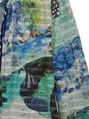 Vorschaubild 4 von Damen Twin Set Gr. 38 Cardigan Top Meeresprint Blau Grün Abstrakt