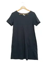 Vorschaubild 1 von Damen T-Shirt-Kleid Gr. 40/L Schwarz Baumwolle Taschen