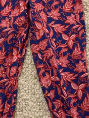 Vorschaubild 2 von Damen Stoffhose Gr. 36 Blau Pink Floral Baumwolle Sommerhose