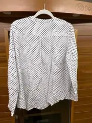 Vorschaubild 2 von Damen Bluse Langarm Punkte Weiß Gr. 44/XXL Freizeit Casual