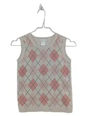 Vorschaubild 1 von Pullunder Mädchen Gr. 126/128 Argyle Beige Rosa Baumwolle