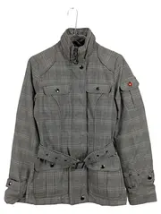 Vorschaubild 1 von Damen Outdoorjacke kariert grau Gr. XS/34 mit Gürtel