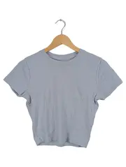Vorschaubild 1 von Damen T-Shirt Basic Gr. M/38 Hellblau Baumwolle Kurzarm