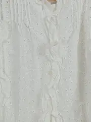 Vorschaubild 4 von Mädchen Bluse Gr. 122 Weiß Lochstickerei Rüschen Baumwolle