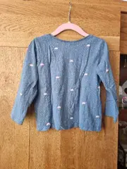 Vorschaubild 3 von Kinder Langarmshirt Wolken Punkte Blau Gr. 98 Baumwolle