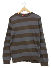 Vorschaubild 1 von Pullover Herren Gr. M Gestreift Braun Grau Baumwolle Langarm