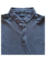 Vorschaubild 2 von Herren Langarm Poloshirt Gr. M/38 Grau Pima Cotton