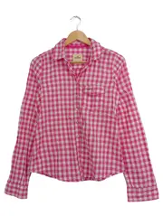 Vorschaubild 1 von Damen Hemdbluse Kariert Pink Weiß Gr. M Langarm Baumwolle