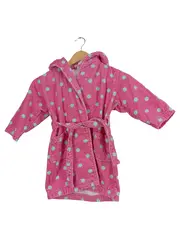 Vorschaubild 1 von Kinder Bademantel Gr. 98 Pink Punkte Kapuze Frottee Mädchen