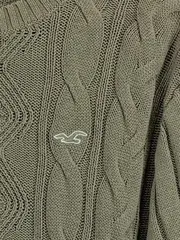 Vorschaubild 3 von Herren Pullover Strickpullover Zopfmuster Gr. XL Oliv Baumwolle Casual