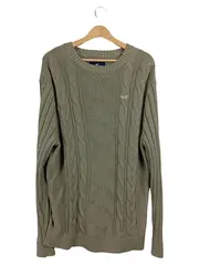 Vorschaubild 1 von Herren Pullover Strickpullover Zopfmuster Gr. XL Oliv Baumwolle Casual