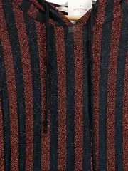 Vorschaubild 2 von Damen Kapuzenkleid Hoodie Kleid Streifen Glitzer Gr. S Schwarz Rot