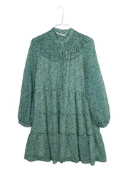Vorschaubild 1 von Tunikakleid Damen S Grün Blumenmuster Rüschen Freizeitkleid