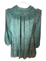 Vorschaubild 2 von Tunikakleid Damen S Grün Blumenmuster Rüschen Freizeitkleid