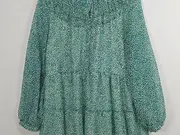Vorschaubild 3 von Tunikakleid Damen S Grün Blumenmuster Rüschen Freizeitkleid