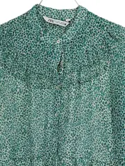Vorschaubild 4 von Tunikakleid Damen S Grün Blumenmuster Rüschen Freizeitkleid
