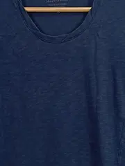 Vorschaubild 4 von Damen T-Shirt Gr. XS Blau Baumwolle Cosy Slub Jersey