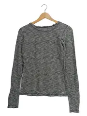 Vorschaubild 1 von Damen Langarmshirt Gr. 36/S Grau Gestreift 100% Baumwolle Basic