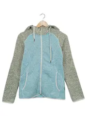 Vorschaubild 1 von Damen Fleecejacke Gr. 36/S Türkis Grau Kapuze Outdoor